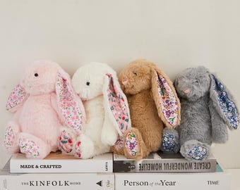 Personalized Embroidered Bunny Rabbit,Custom Monogrammed Bunny Rabbit,Bunny Soft Plush Toy,Gift for Baby,Baby Shower Gift,Flower Girl Gift