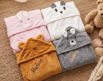 Custom Embroidered Baby Hooded Towel with Name Customizable for Kids,Animal Hooded Towel,Soft Hooded Towel for Newborn,New Mom Gift