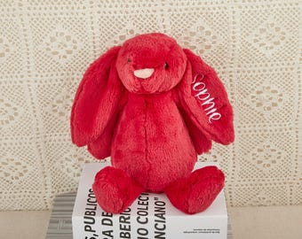 Customized Embroidered Rabbit, Personalized Rabbit Doll, Newborn Gift, Baby Shower Gift, Plush Animal Toy, Children's Gift