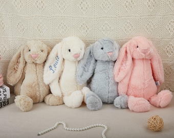Personalized Embroidered Bunny Rabbit,Custom Monogrammed Bunny Rabbit,Bunny Soft Plush Toy,Gift for Baby,Flower Girl Gift,Baby Shower Gift