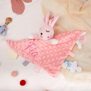 Custom Baby Name Comforter,Personalized Animal Security Blanket,Embroidered Baby Blanket,Baby Gifts for New Moms,Birthday Gift