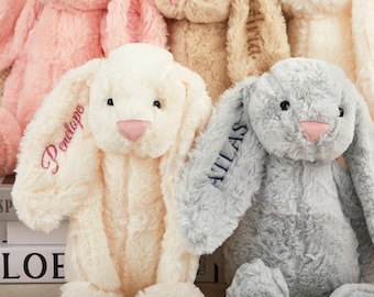 Personalized Embroidered Bunny Rabbit, Custom Monogrammed Bunny Rabbit, Personalised Bunny Rabbit Toy, Baby Shower Gift, Custom Plush Bunny