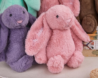 Personalized Embroidered Bunny: Newborn Gift,Baby Shower Plush Toy,Custom Monogrammed Bunny Rabbit,Bunny Soft Plush Toy,Baby Shower Gift