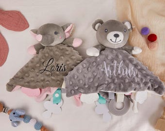 名前入りベビー刺繍掛け布団、女の子と男の子用安心ブランケット、名前入りベビー動物ブランケット、ベビーシャワーギフト