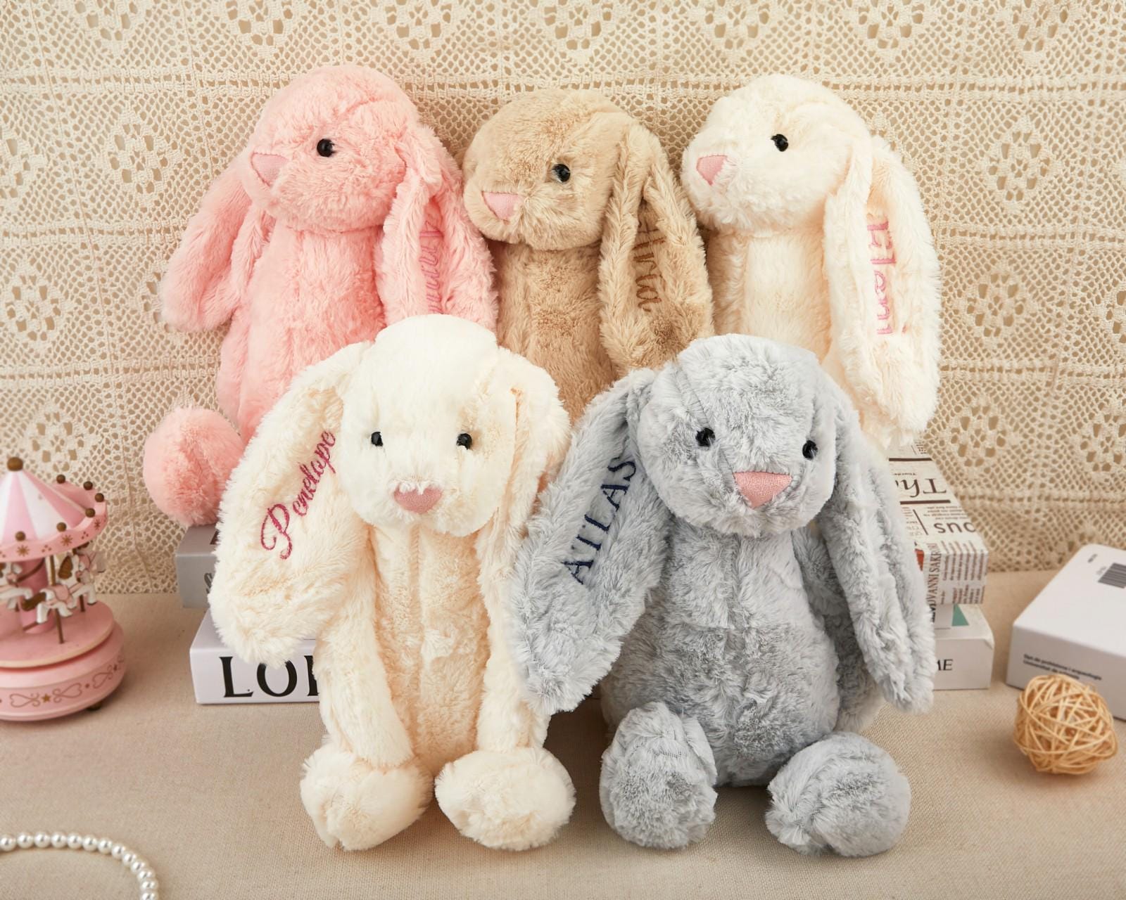 Personalized Embroidered Bunny Rabbit,Custom Monogrammed Bunny Rabbit,Bunny Soft Plush Toy,Flower Girl Gift,Baby Shower Gift,Gift for Baby