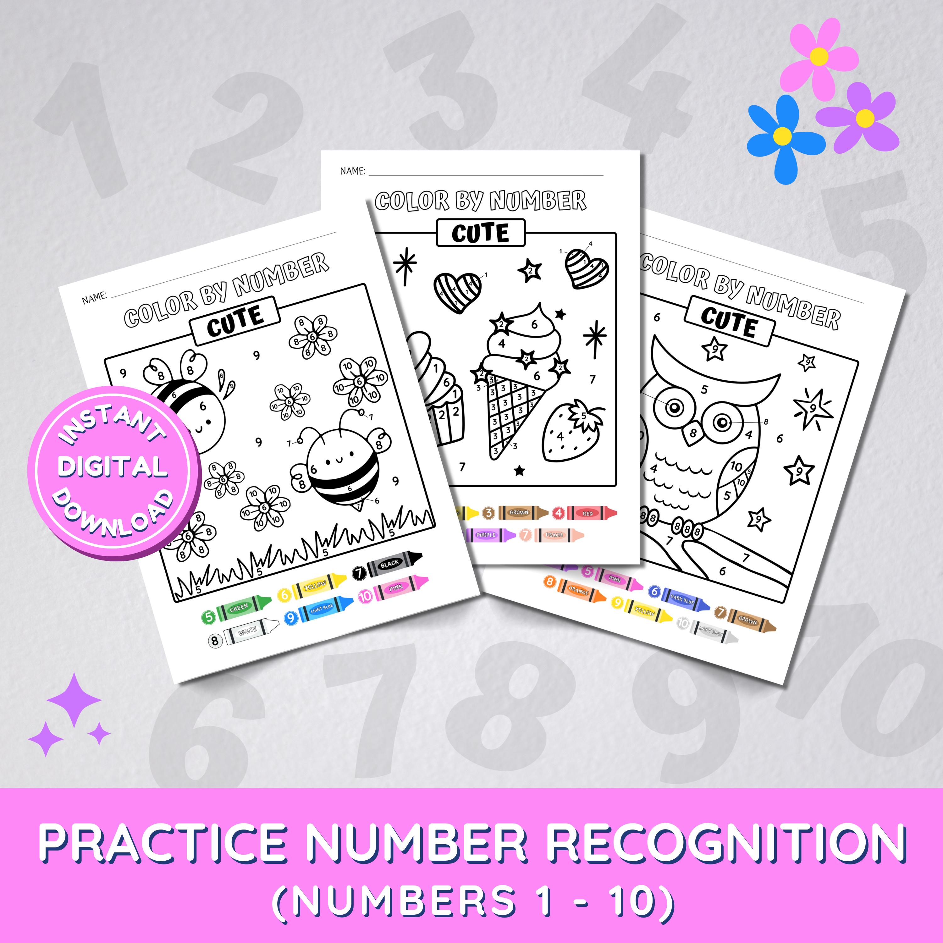 Color by Number Cute | Educational Activity for Kids | Preschool, Pre-k ...
