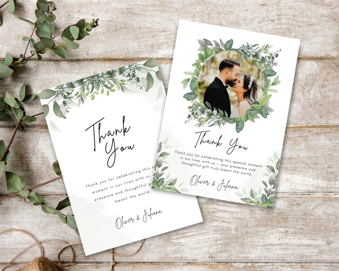 Editable Wedding Thank You Card | Canva Template | Photo or Text Option ...