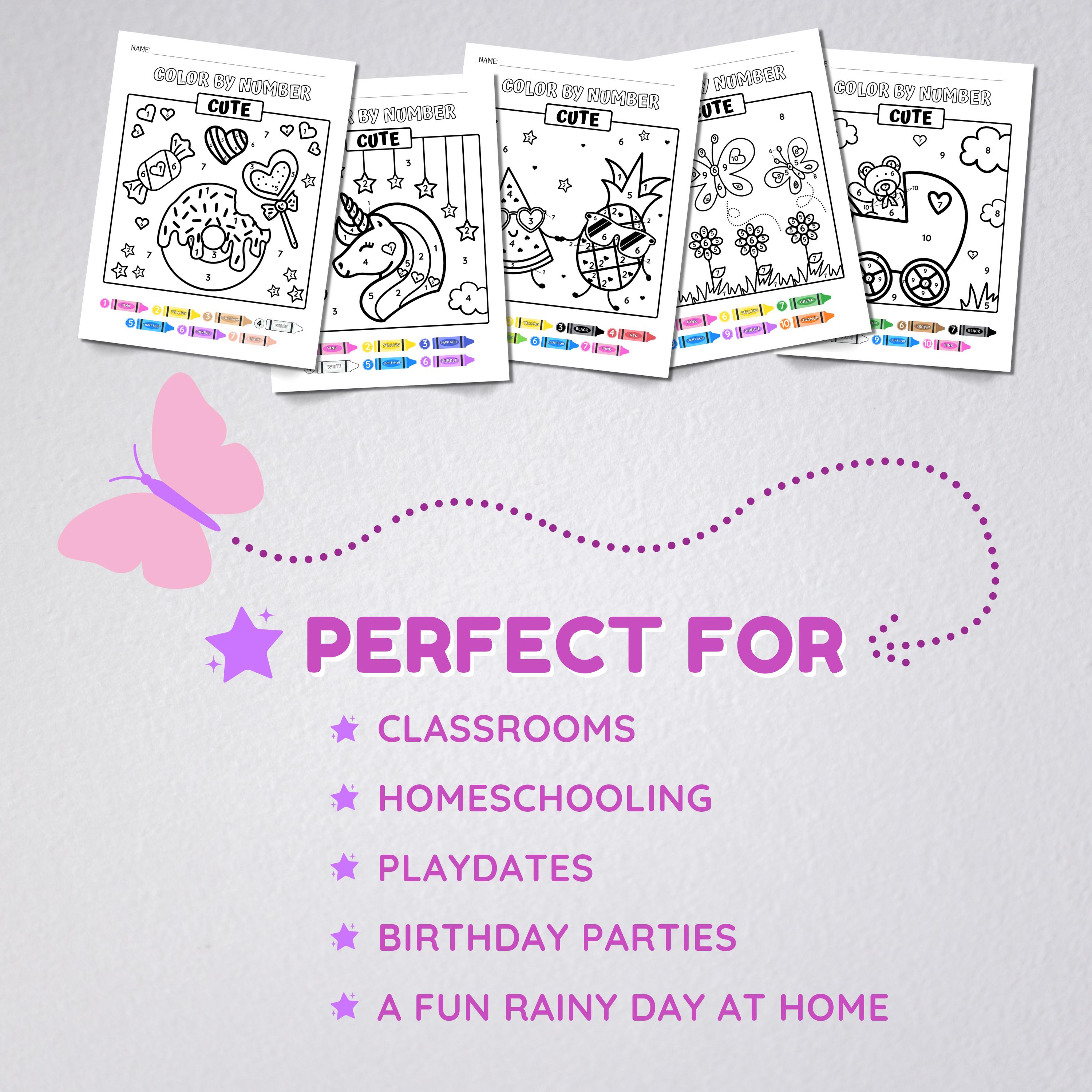 Color by Number Cute | Educational Activity for Kids | Preschool, Pre-k ...