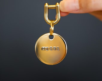 Médaille d'identification pour animal de compagnie en laiton estampée à la main : Médaille personnalisée pour chien