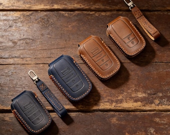 Genuine Leather Car Key Fob Cover for Toyota Sienna Tundra Highlander Land Cruiser | Premium Protective Key Case for Toyota Grandia Owners