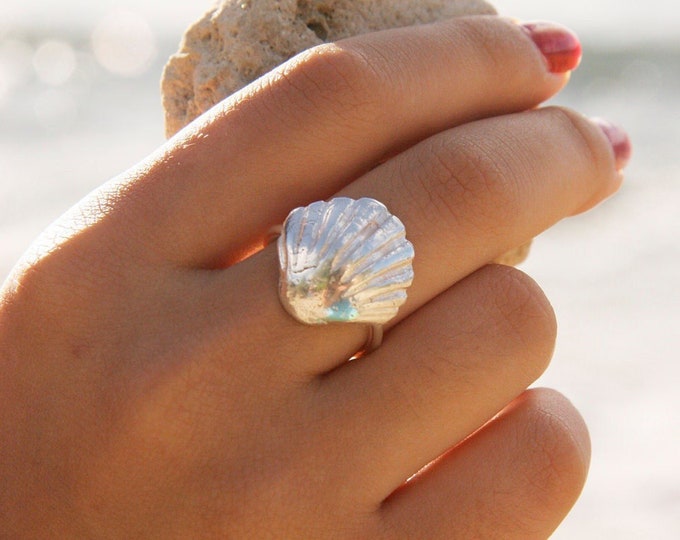 Kaleimaeole Silver Sunrise Shell Ring - Etsy