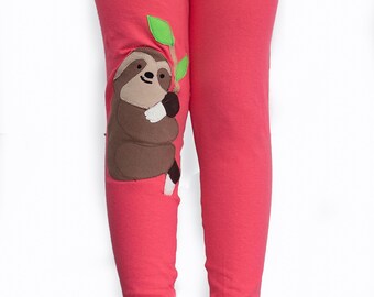 Kids Sloth Leggings \u2022 Sloth Gift for Girl; Kid Clothing; Toddler Pants; Clothes; Tights \u2022 Black