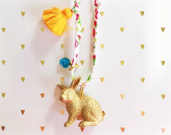 Bunny Necklace with Tassel for Kids