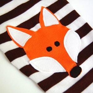 Fox Knee Patch, Brown Stripe Girls Leggings image 4