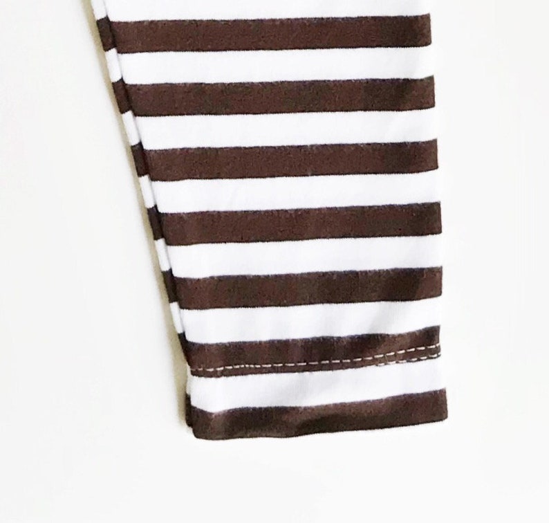 Fox Knee Patch, Brown Stripe Girls Leggings image 5