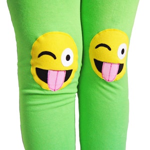 Girls Emoji Knee Patch Leggings. image 2