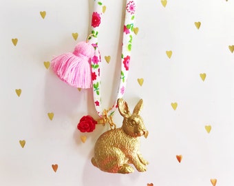 Floral Bunny Charm Necklace