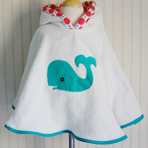 LITTLE WHALE BEACH/POOL TERRY CLOTH COVER UP WITH HOOD 12mos-2T, 3/4T, 5/6