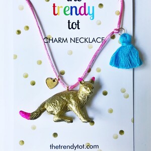 Cat Necklace. Girls Necklace. Kids Necklace. Kids Jewelry. Girls Kitty Necklace. Girls Cat Necklace. Kitty Necklace. Cat Tassel Necklace image 3