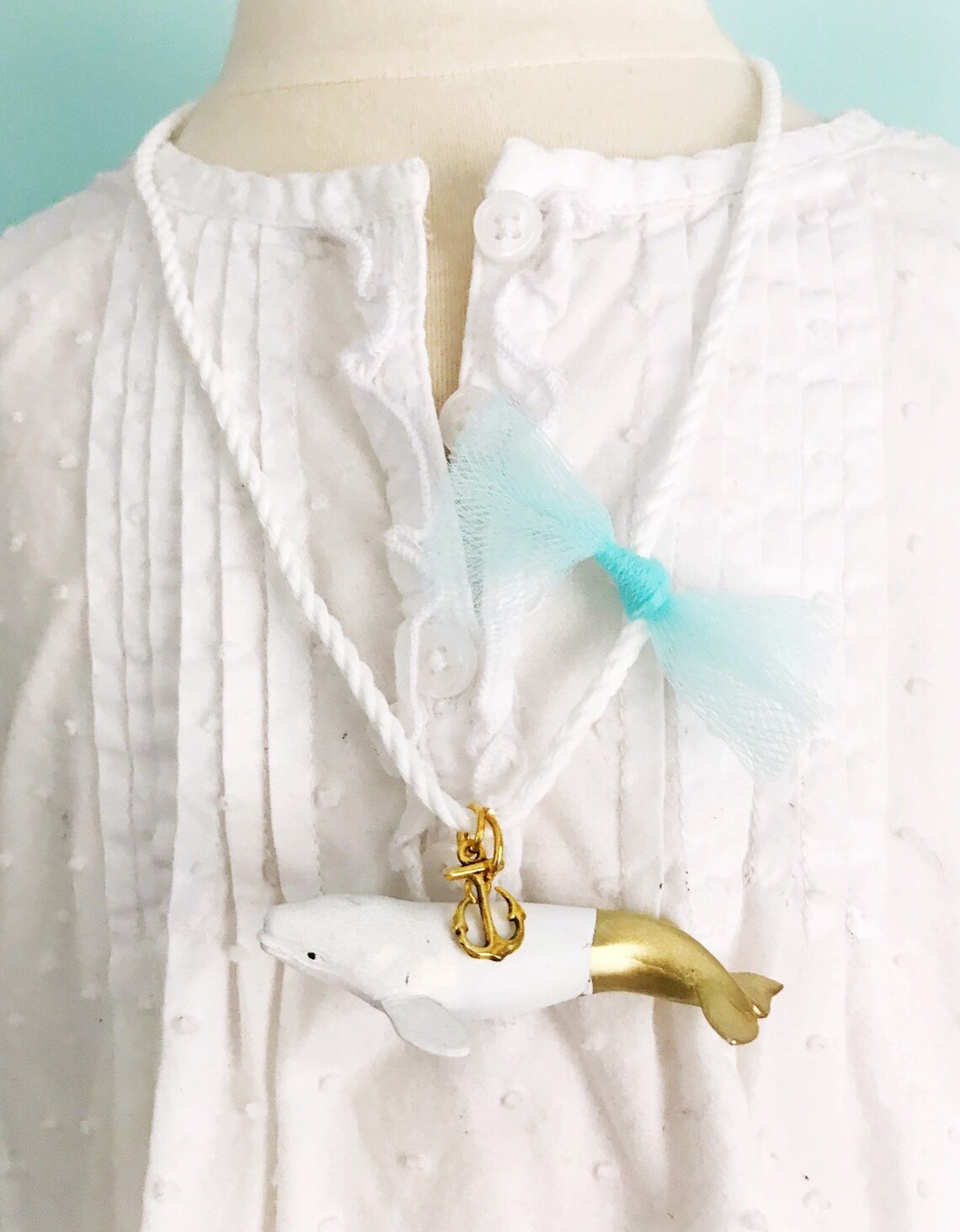 Beluga Whale Necklace in Gold With Anchor Etsy