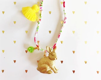 Bunny Necklace with Tassel for Kids