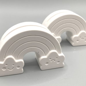 Karten-und Fotohalter Regenbogen/Wolken  4er Set Ideal zum bemalen Kinder Geburtstag Geschenk Deko