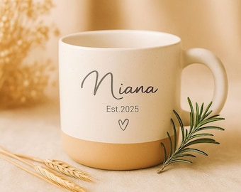 Personalized Engraved Stoneware Mug: Custom Text, Unglazed Base