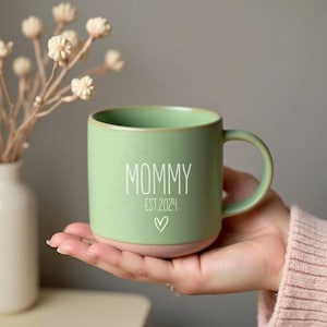 Personalised Engraved Engagement Pottery Mug, Custom Wedding Mugs, Engagement Gifts, Wedding Gifts for Couple, Bridal Shower Gifts