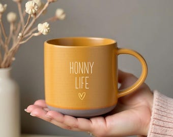 Personalized ceramic mug with your text, Stoneware mug with your own engraving, Natural and unglazed base