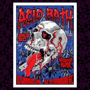 Acid Bath Poster Artist Proof by Jason Cooper for 2025 tour St. Petersburg, FL
