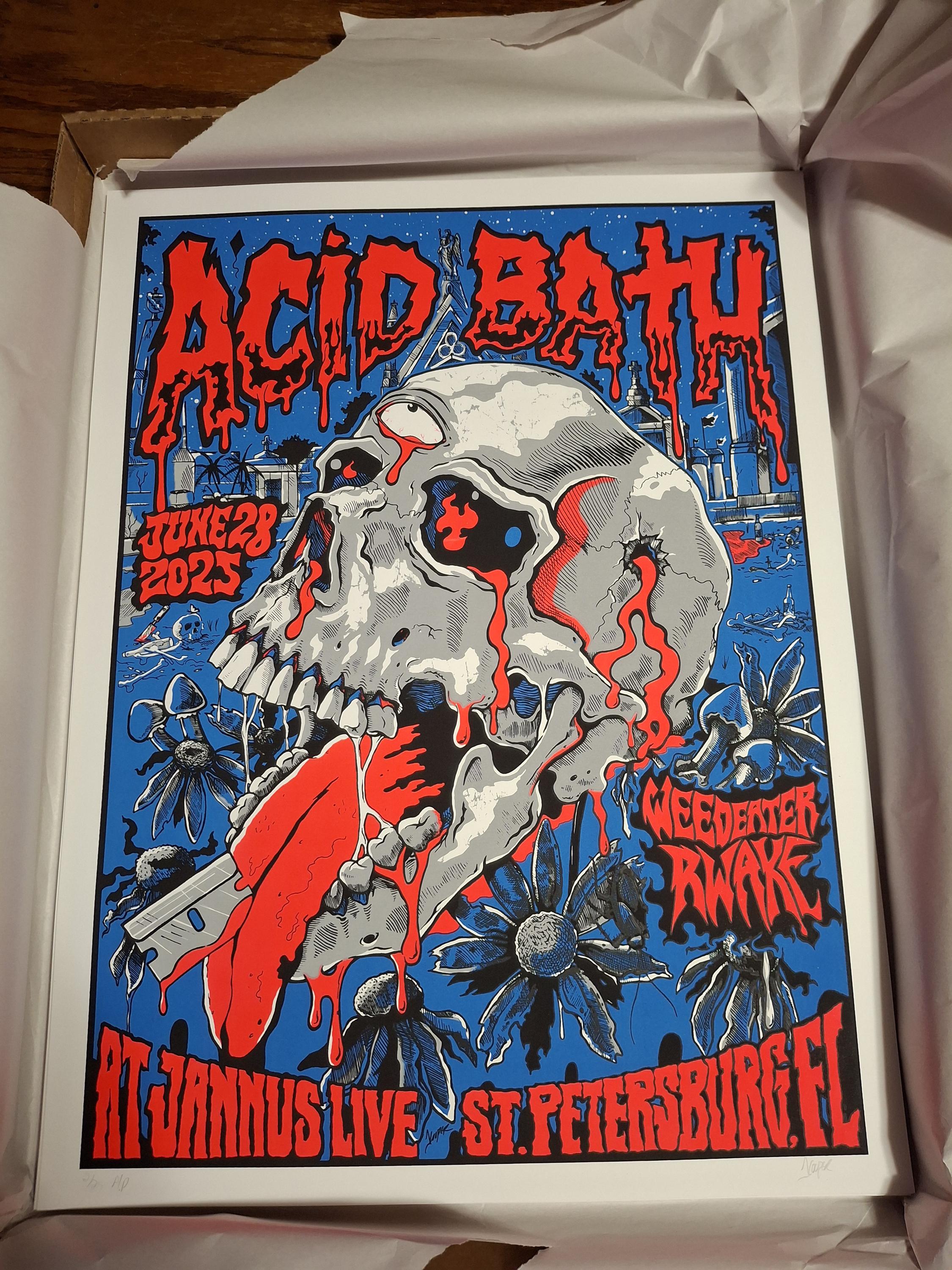 Acid Bath Poster Artist Proof by Jason Cooper for 2025 Tour St