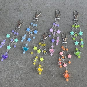 Bag Charm, Kawaii Purse Charm Accessories, Beaded Keychain Charm, Phone Straps Y2K, Coquette Kpop Aesthetic, Handmade Keyring with Beads