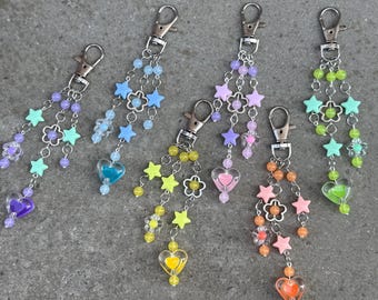 Bag Charm, Kawaii Purse Charm Accessories, Beaded Keychain Charm, Phone Straps Y2K, Coquette Kpop Aesthetic, Handmade Keyring with Beads