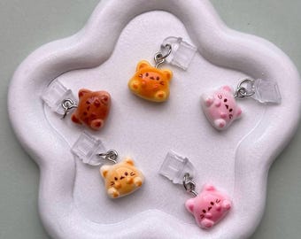 Cat eReader Charms, Cute Kitty Phone Chain, Pink Charm Accessory, Kawaii Cat Anti-Dust USB-C Charm, Bookish Charm Gift, Audio Dust Plug Port