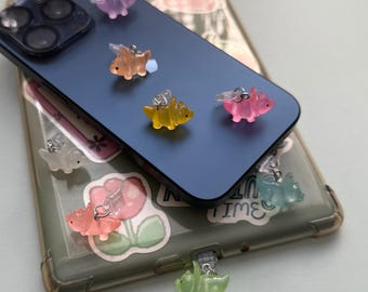 Dinosaur eReader Charms, Cute Dino Resin Phone Charms, Triceratops Charm Accessory, Dust Plug Keychain, T-Rex USB-C, Audio Dust Plug Ports