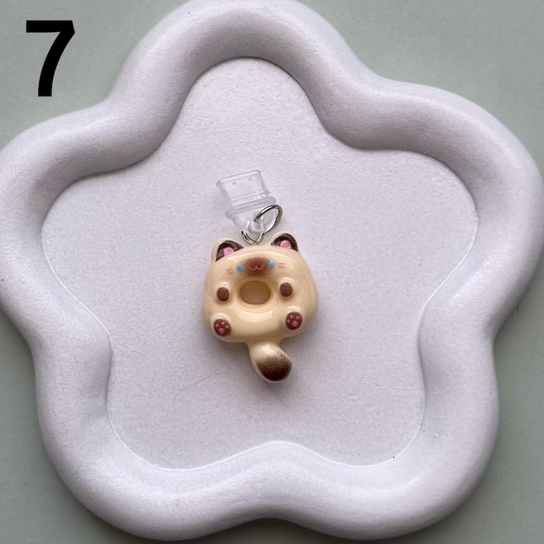 Cat eReader Charms, Cute Kitty Clay Phone Charms, Donut Charm Accessory, Dust Plug Keychain, Bookish Charm Gifts, Audio Dust Plug Port Cat Donut 7