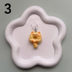 Cat eReader Charms, Cute Kitty Clay Phone Charms, Donut Charm Accessory, Dust Plug Keychain, Bookish Charm Gifts, Audio Dust Plug Port Cat Donut 3