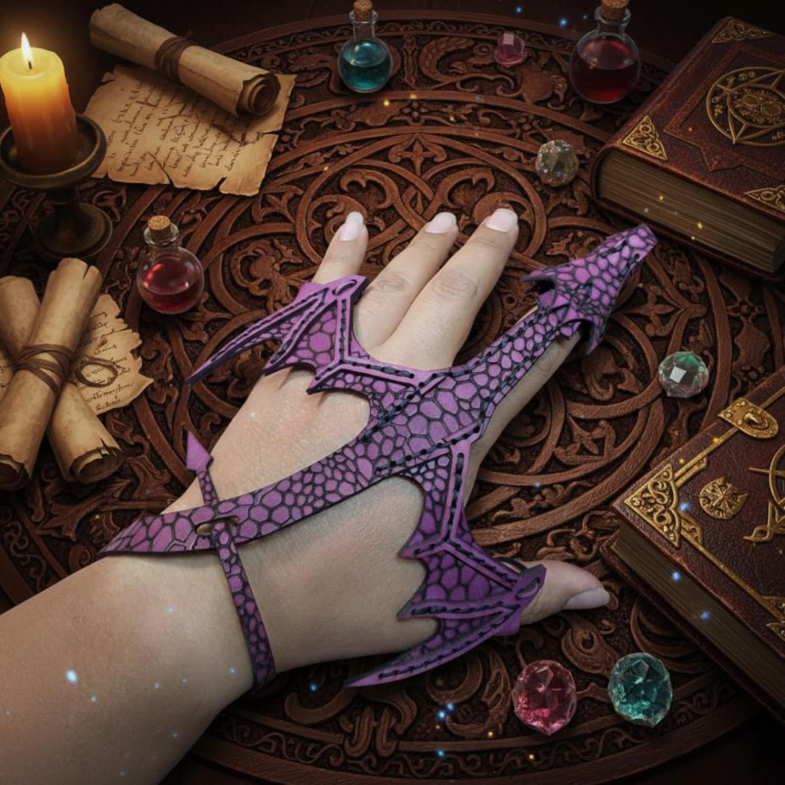 Dragon Hand Rails Leather Dragon Wrist, Dragon Hand Harness, Leather Dragon Bracelet ...