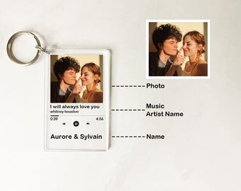 Valentine's Day Anniversary Custom Music Code Keychain Personalized Song Shiny Keychain Memorial Gifts