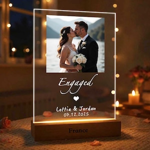 Cadeaux de fiançailles pour couple, Cadeaux de fiançailles, Cadeaux de fiançailles pour couple, Plaque de fiançailles, Cadeau personnalisé personnalisé, Saint-Valentin