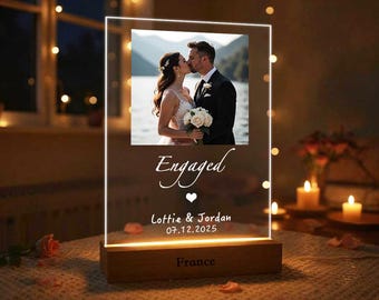 Engaged Gifts for Couple, Engagement Gifts, Newly Engaged Gifts for Couple, Engagement Plaque, Personalized Custom Gift, Valentine's Day