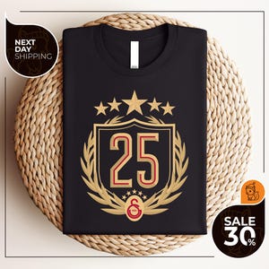 Galatasaray 25 Sampiyon Shirt | Golden | 25 Championship Shirt | Galatasaray 5 Stars Jersey | Galatasaray Tee | Galatasaray Champion | GS 5