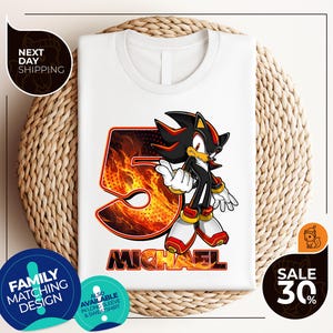 Sonic Shadow The Hedgehog Birthday Shirt | Custom Personalized Boy Girl Cartoon Birthday Shirt | Kids Toddler Birthday Gift For Son Daughter