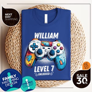 Custom Birthday Shirt | Birthday Unlocked Shirt | Boy Gamer T-Shirt | Kids Birthday Party | Level up birthday | Custom Shirt