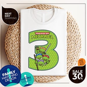 Turtles Pizza Birthday Boy shirt | Turtles Matching | Custom Turtle Birthday Party Shirts | Anime Boy Tee | Green Turtles Shirt | Turtle tee