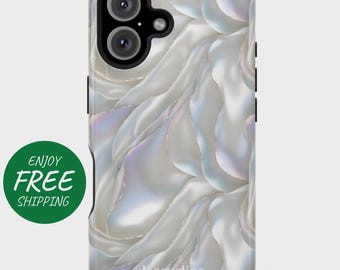 Personalized Iridescent Pearl Phone Case for iPhone, Pixel, and Galaxy - Elegant Raden-Inspired Design