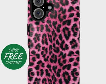 Pink Leopard Fur Phone Case for iPhone, Galaxy, and Pixel - Chic and Fierce Animal Print Design Cover