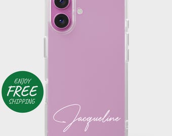 Personalized Minimalist Clear Phone Case for iPhone and Galaxy - Elegant Script Design Custom Name Cover