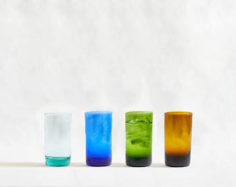 4 handgjorda highballglas, återvunnet glas, set om 4