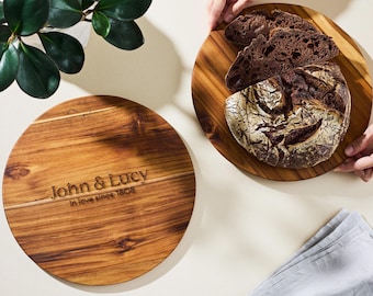 Personalized Teak Cutting Board Set | Custom Engraved Wedding Gift | FSC Certified Wood